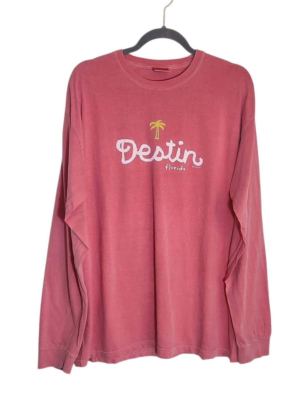 Comfort Colors Pink Destin Fl As Good As It Gets Long Sleeve Tee Size Large Flaw